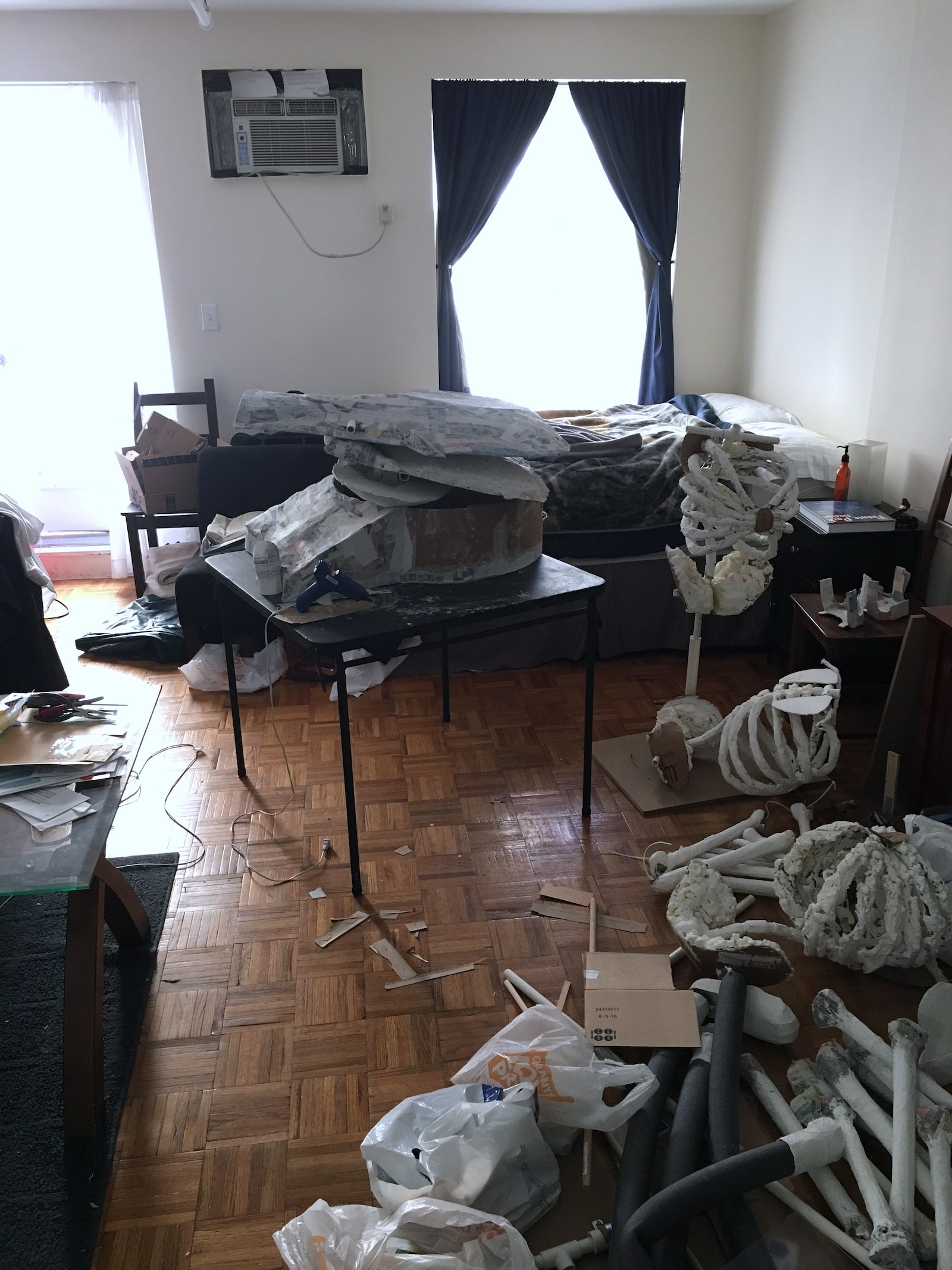 My messy apartment, covered in props in progress