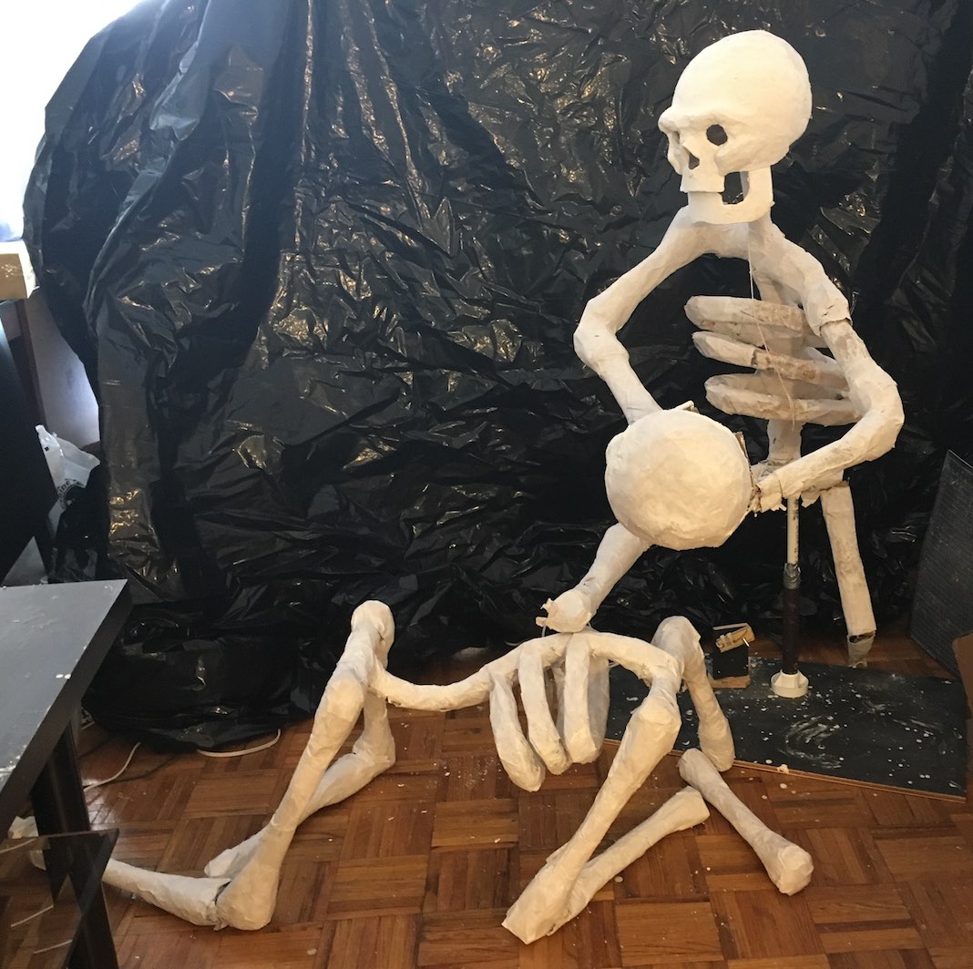 Two skeleton sculptures, almost finished