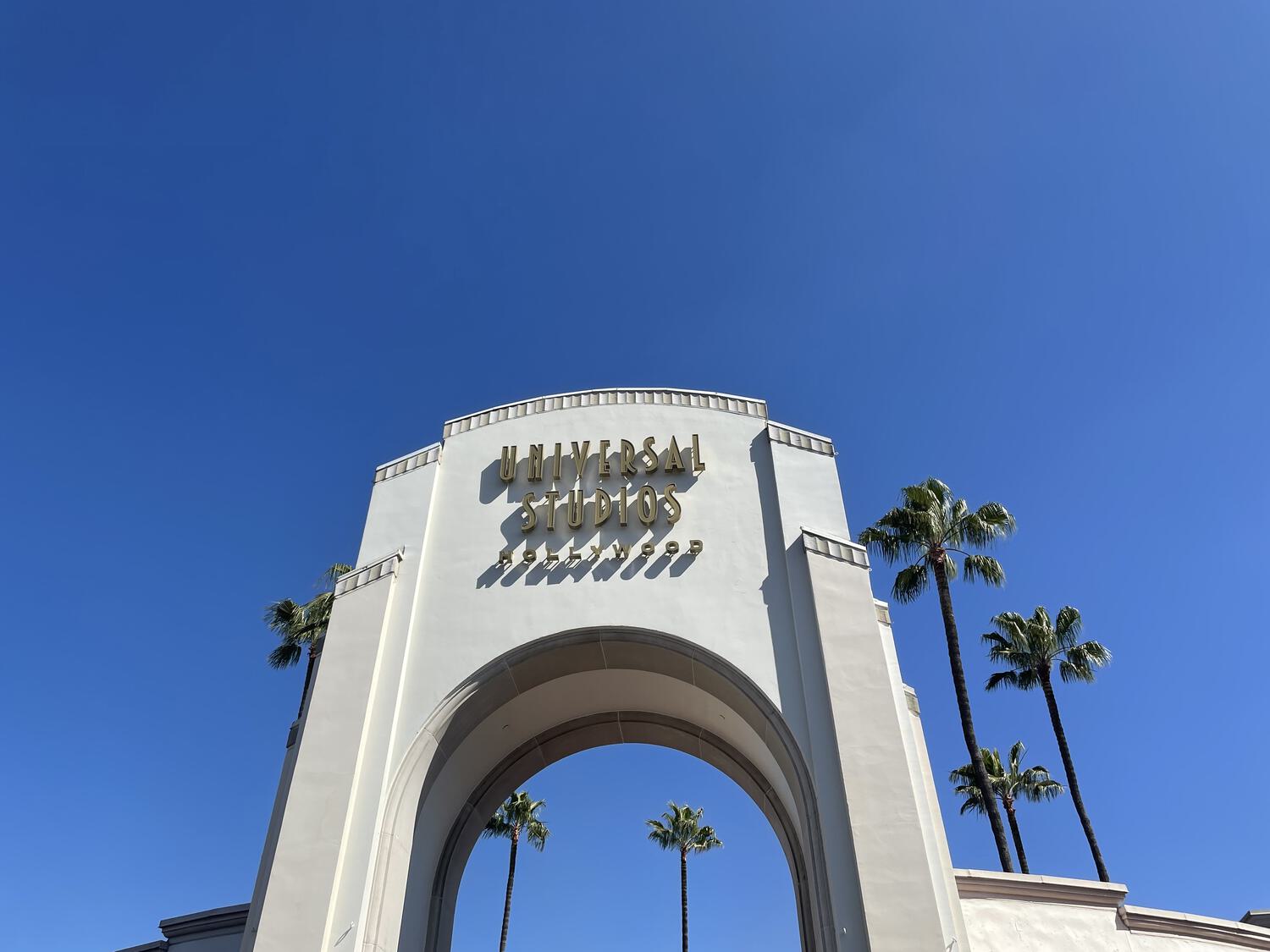 The entrance sign at Universal Studios Hollywood