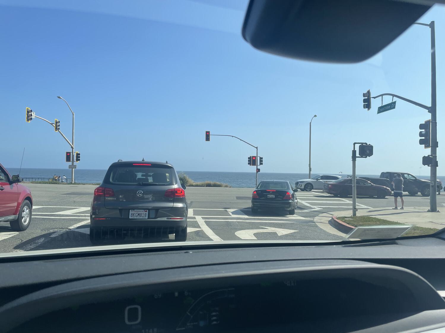 The Pacific Ocean as seen from a passing car