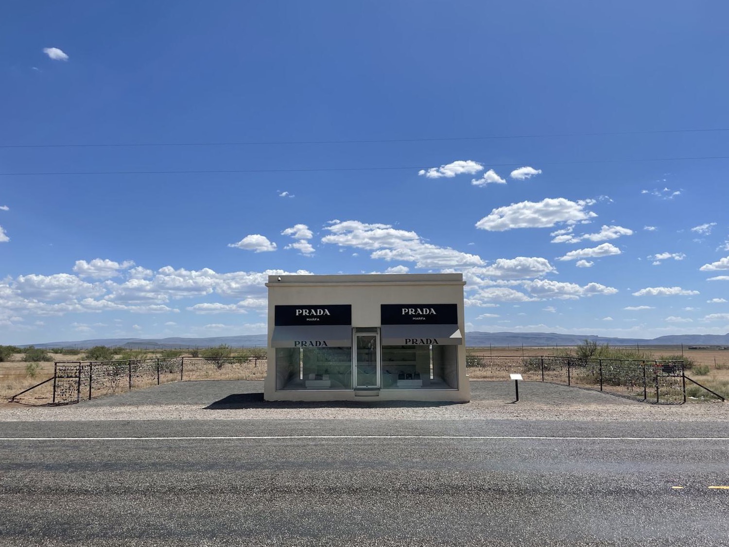 A small Prada-branded boutique in the middle of the desert