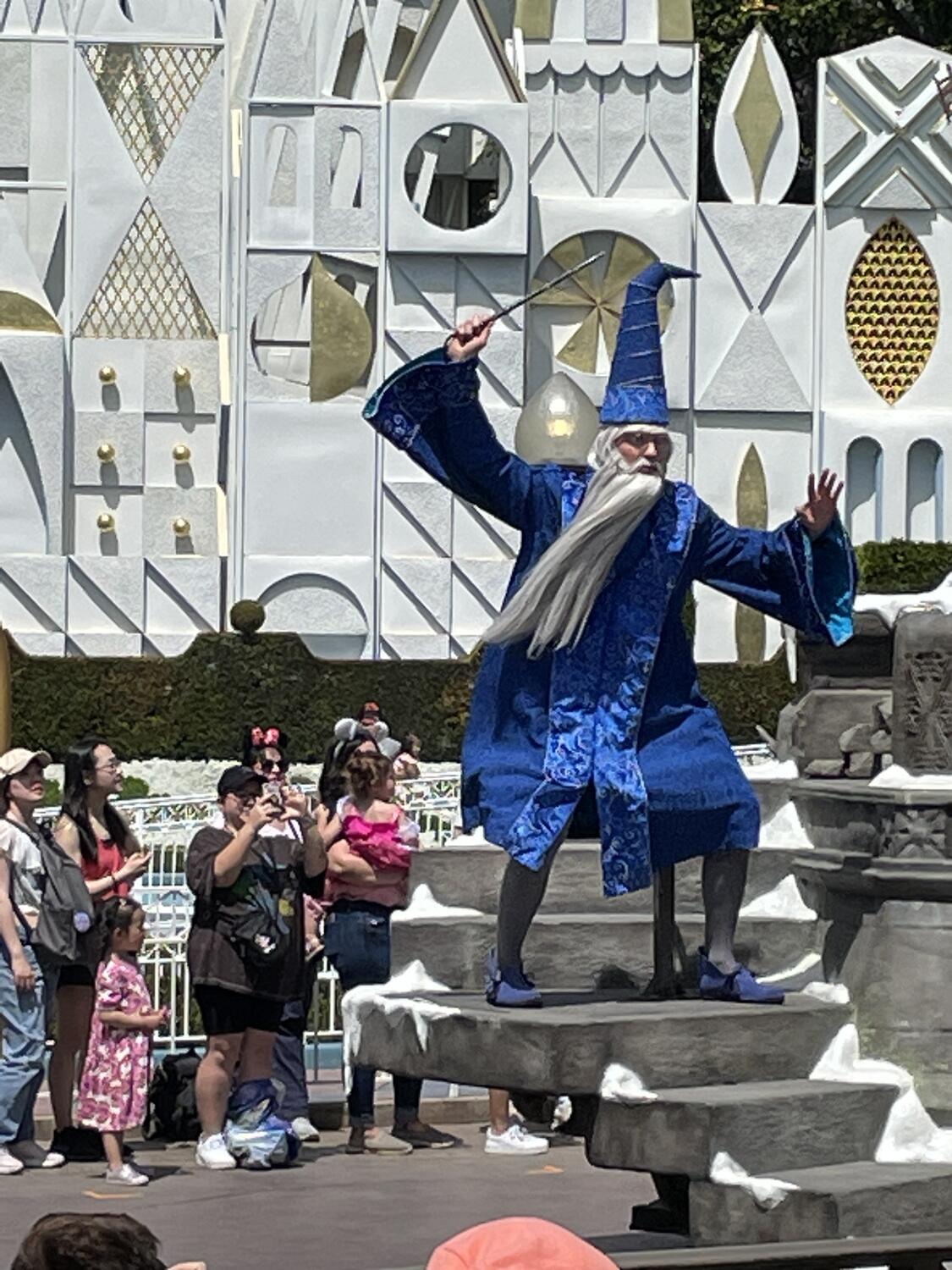Merlin the wizard on a parade float