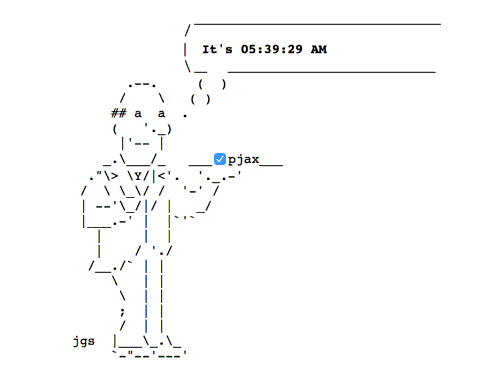 ASCII art of a butler holding a tray labeled PJAX